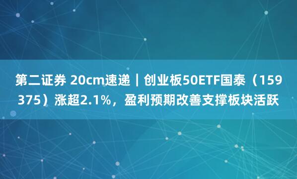 第二证券 20cm速递｜创业板50ETF国泰（159375）涨超2.1%，盈利预期改善支撑板块活跃